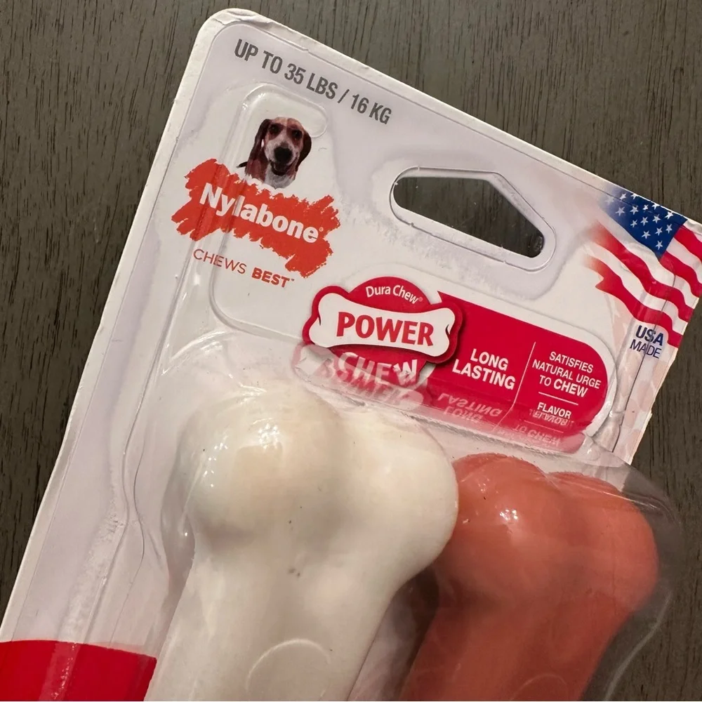 NYLABONE Classic Twin Pack Power Chew Dog Chew Toy Bacon & Chicken Flavor New